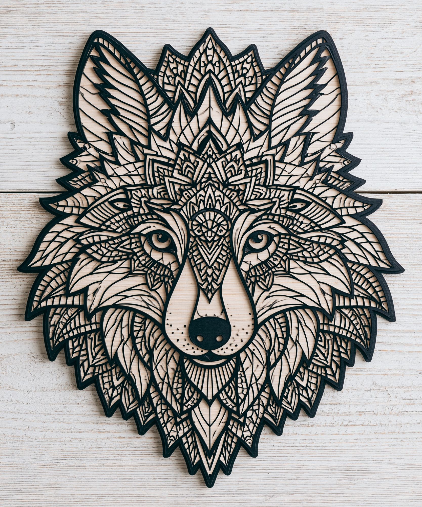 Geometric Wolf Line Art Poster. poster detail