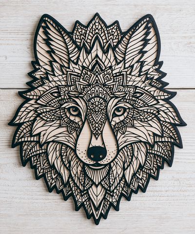 Geometric Wolf Line Art Poster.
