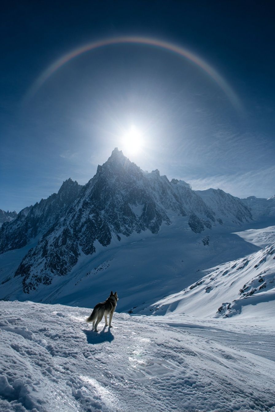 Wolf in Alpine Sunlight Poster. poster detail