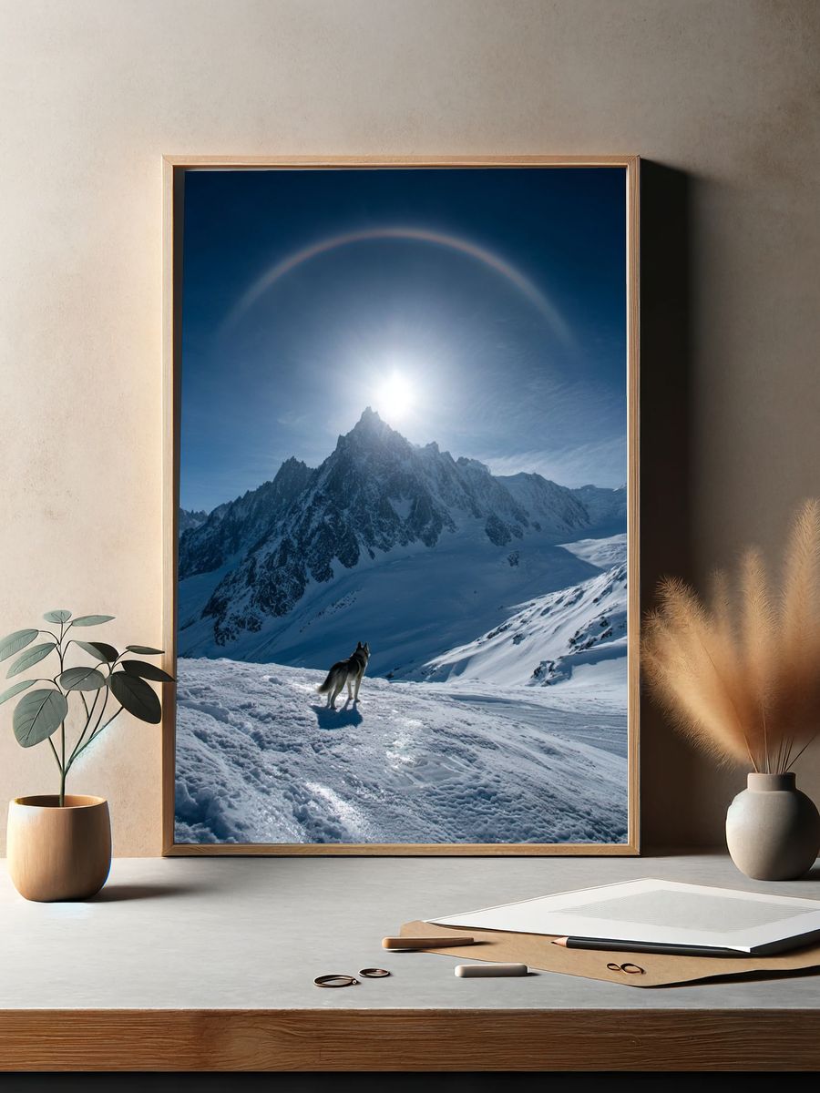 Wolf in Alpine Sunlight Poster. — room view 2