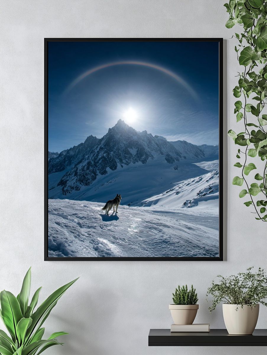 Wolf in Alpine Sunlight Poster. — room view 4