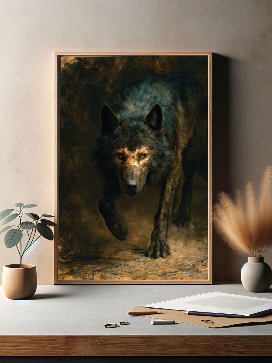 Wolf in Shadow Fine-Art Poster. — room view 2