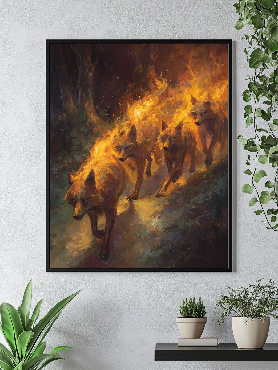 Running Wolves — Fine-Art Print. — room view 4