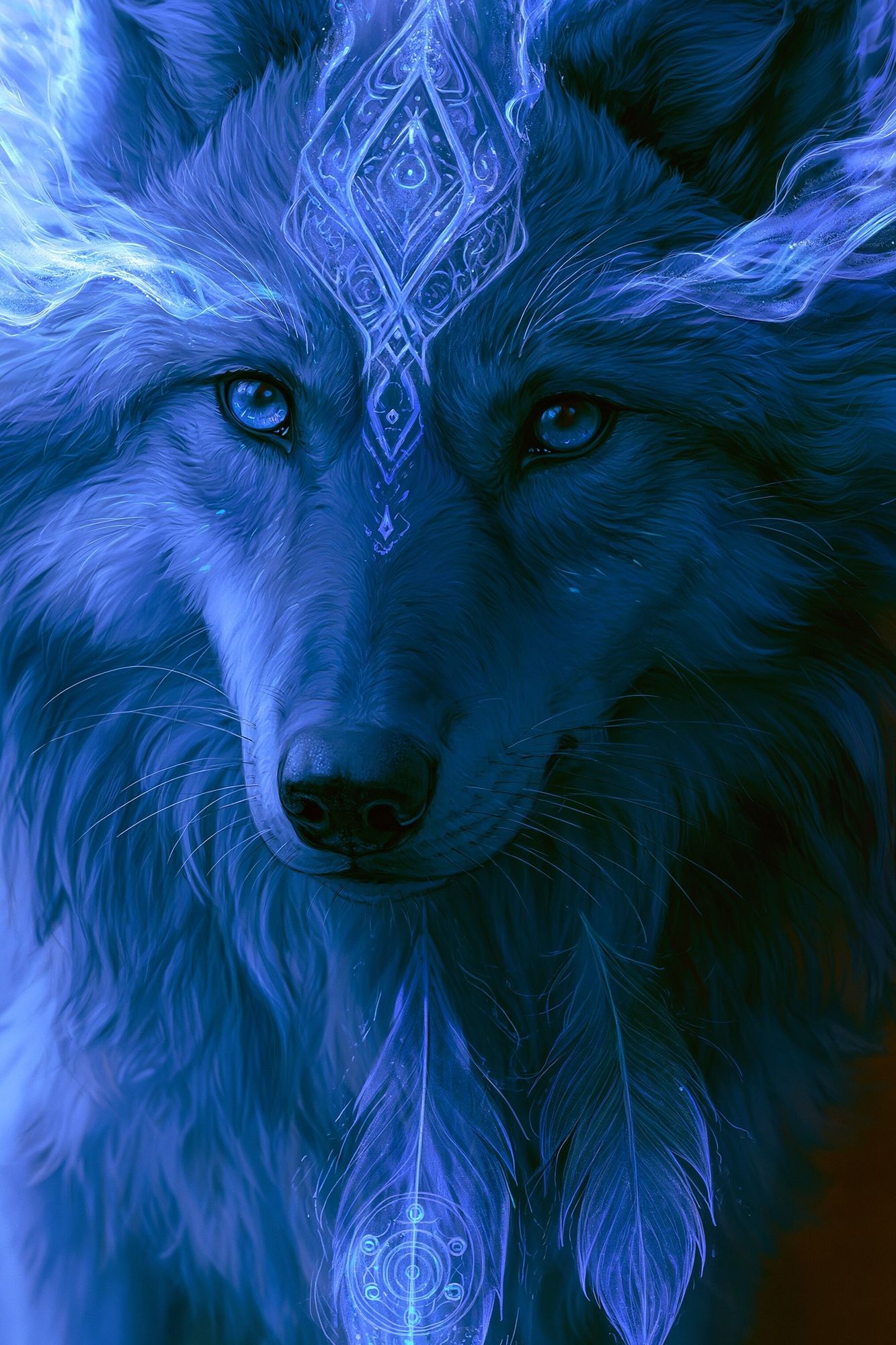 Mystic Wolf Digital Art Print. poster detail