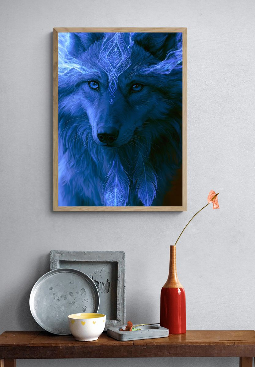 Mystic Wolf Digital Art Print. — room view 3