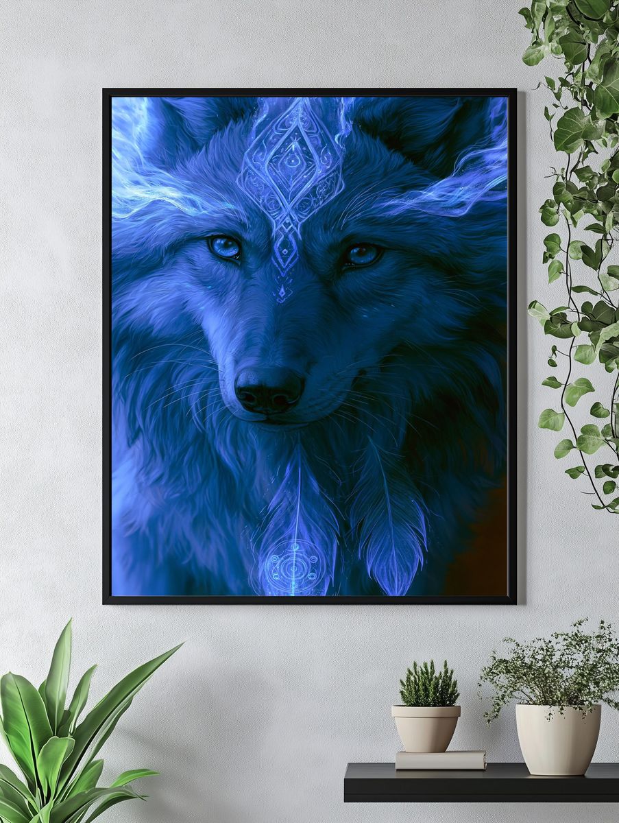Mystic Wolf Digital Art Print. — room view 4