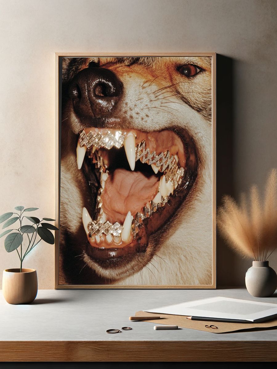 Diamond-Toothed Wolf Portrait Print. — room view 2