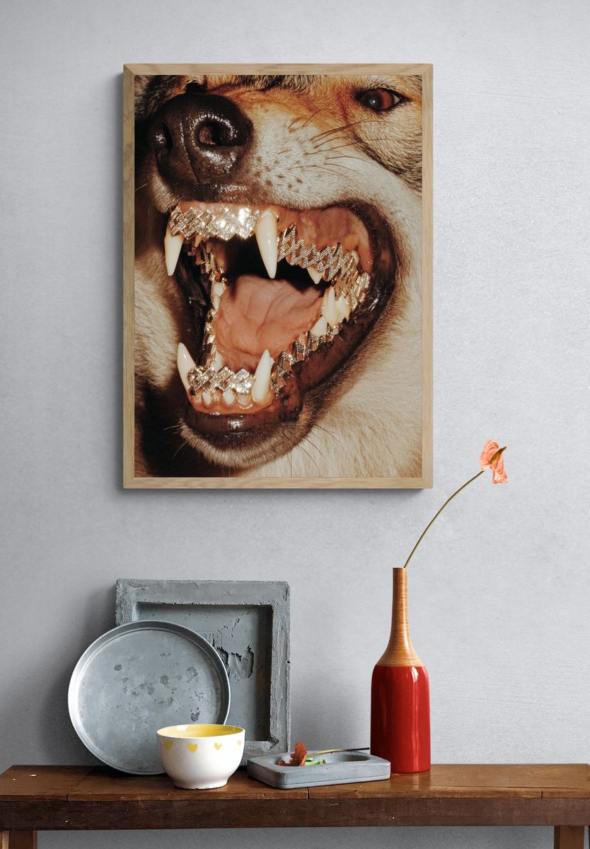 Diamond-Toothed Wolf Portrait Print. — room view 3