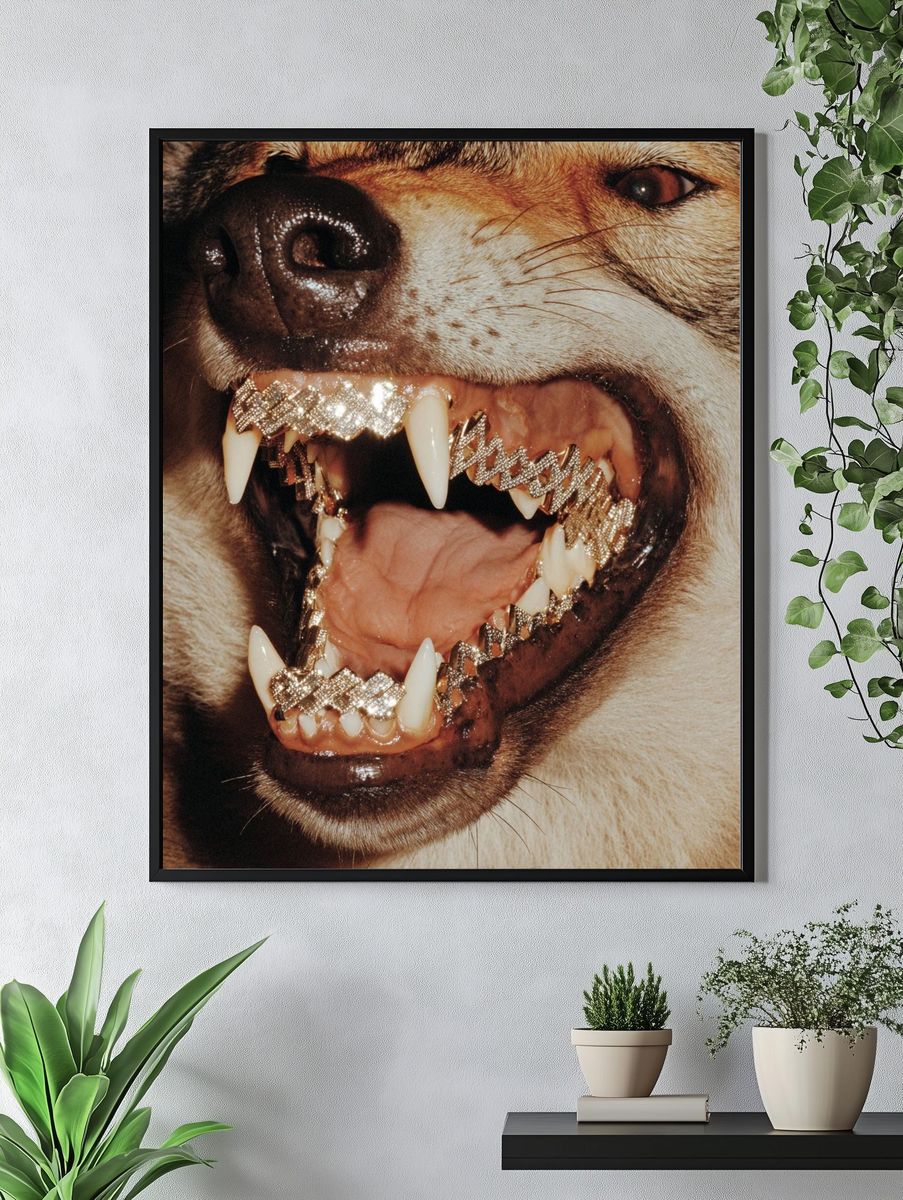 Diamond-Toothed Wolf Portrait Print. — room view 4