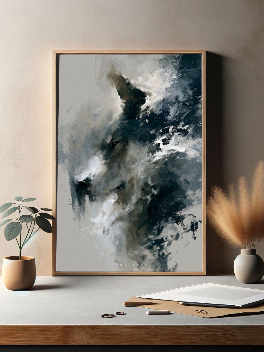 Wolf Spirit Abstract Poster. — room view 2