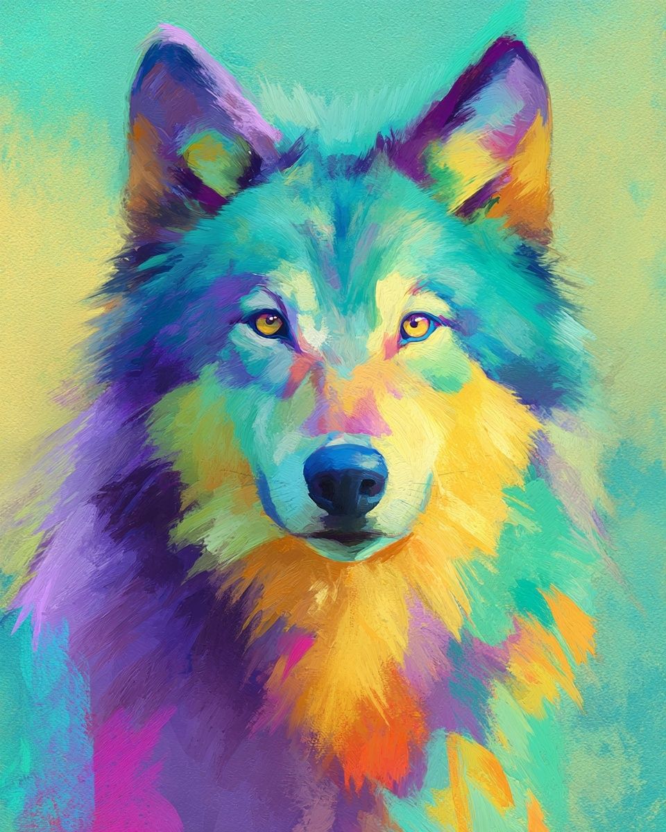 Colorful Wolf Portrait Poster. poster — animals art