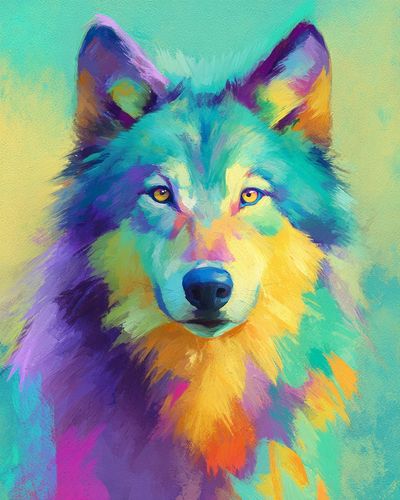 Colorful Wolf Portrait Poster. poster print