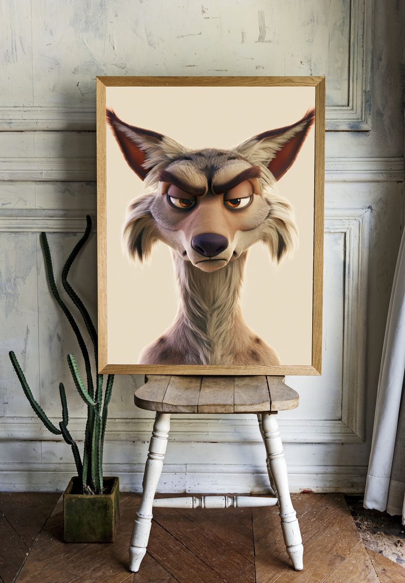 Wolf Portrait Illustration Poster. — room view 1