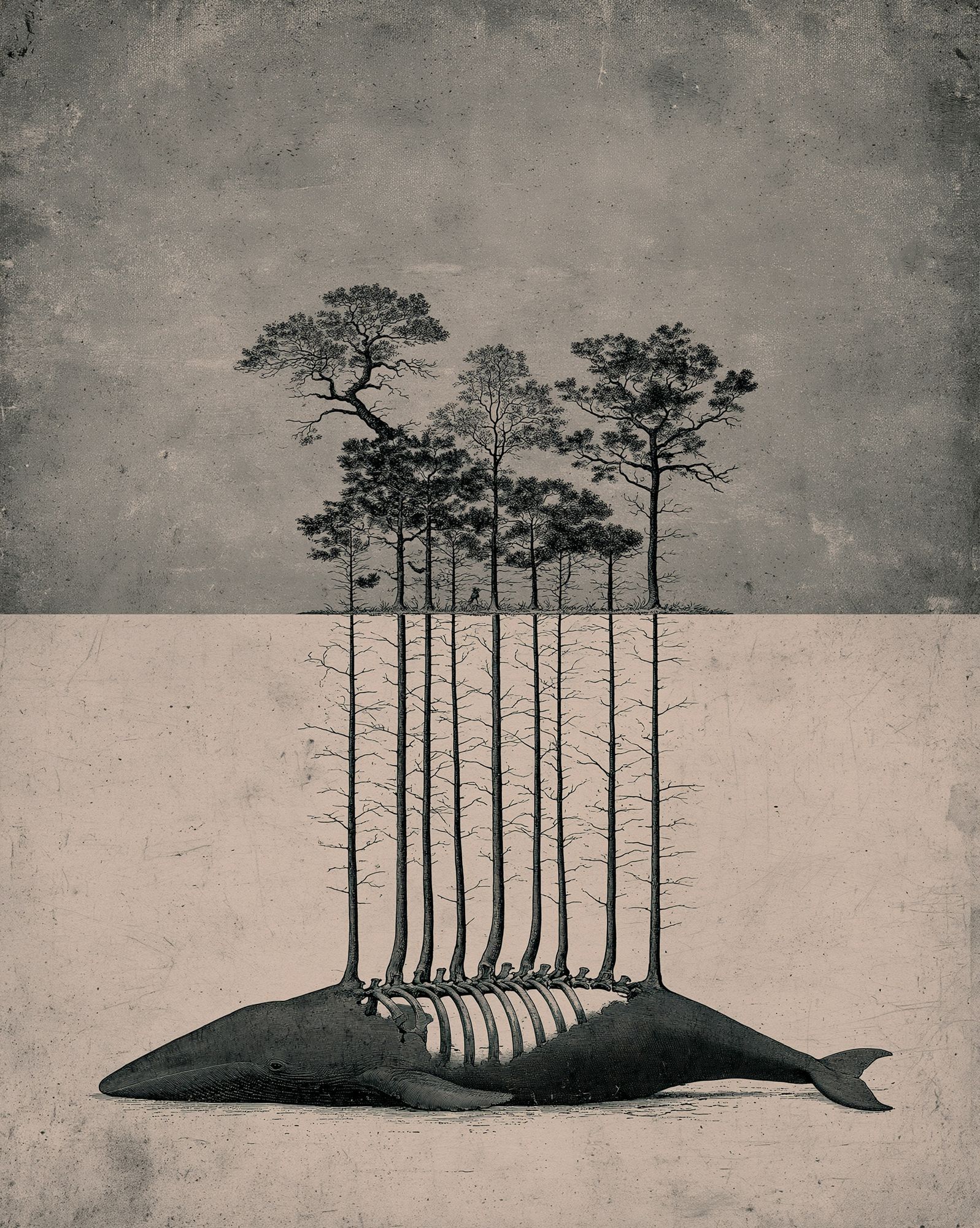 Whale Forest Surrealism Poster. poster — illustration art