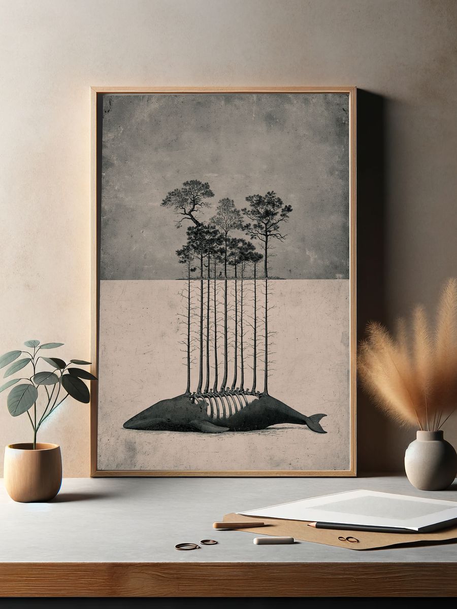 Whale Forest Surrealism Poster. — room view 2