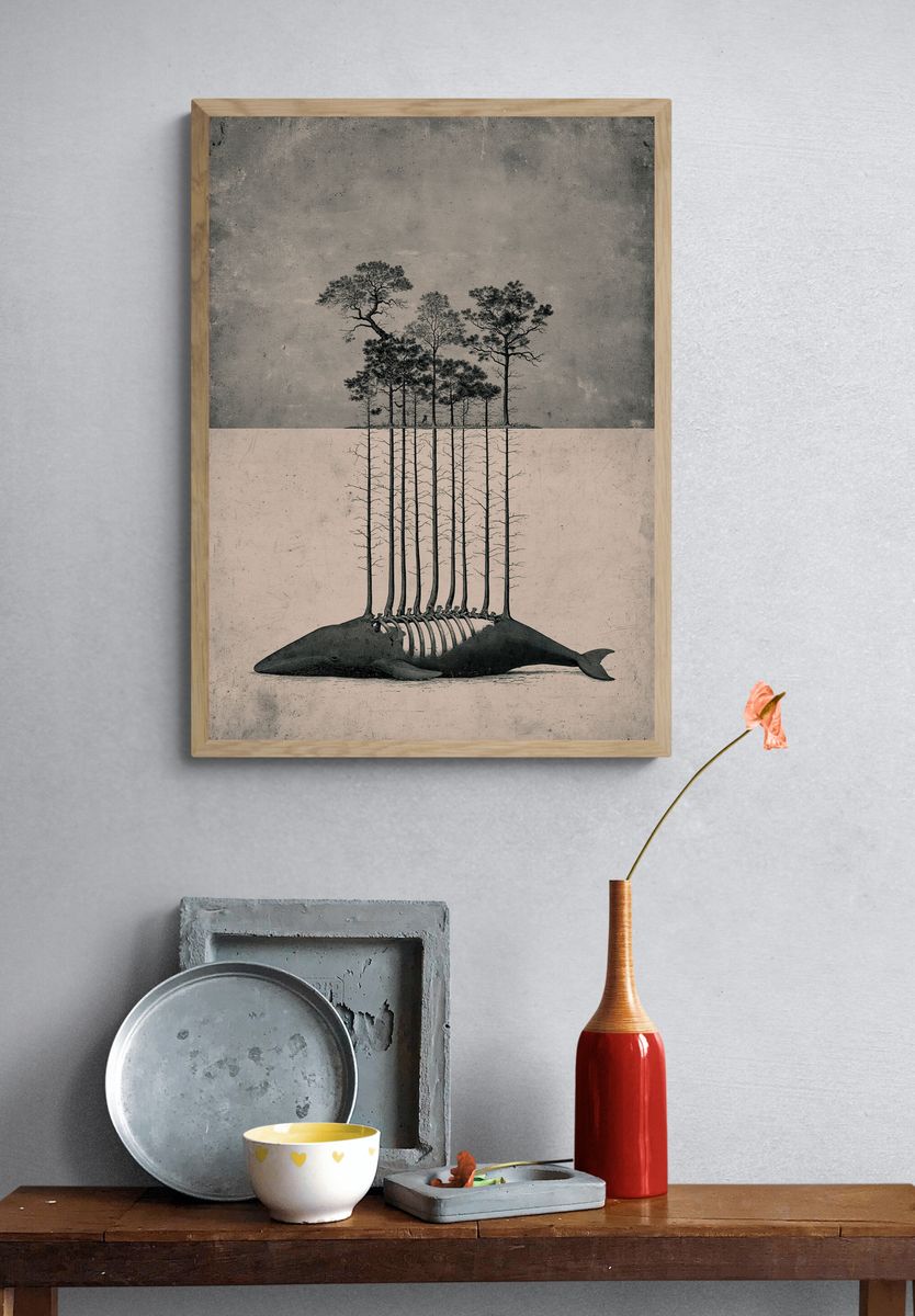 Whale Forest Surrealism Poster. — room view 3