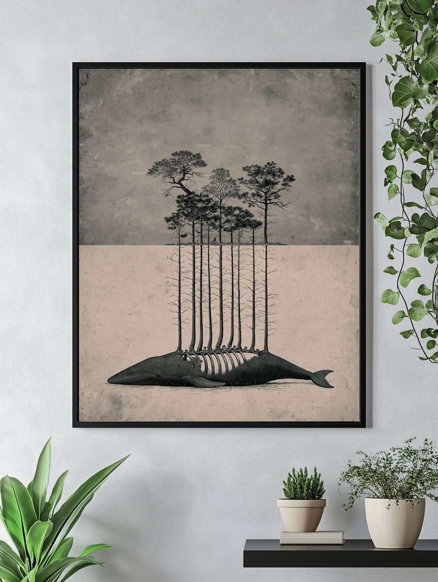 Whale Forest Surrealism Poster. — room view 4