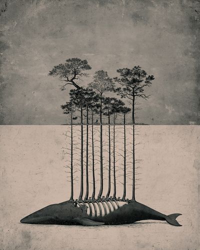 Whale Forest Surrealism Poster.