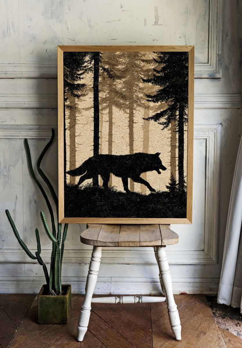 Wolf in the Forest — Nature Print. — room view 1