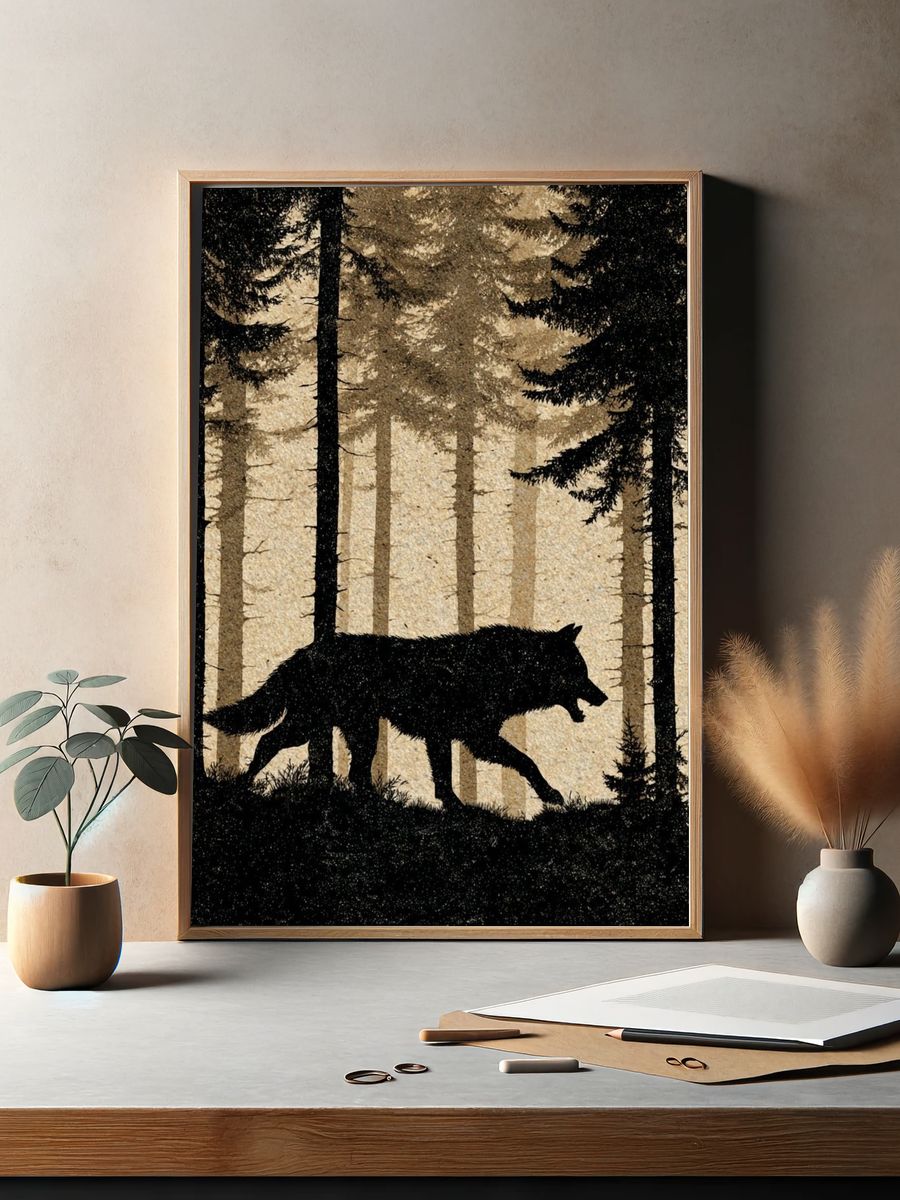 Wolf in the Forest — Nature Print. — room view 2
