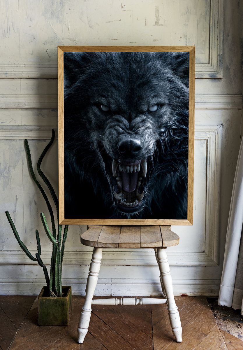 Howling Wolf Portrait Poster. room preview