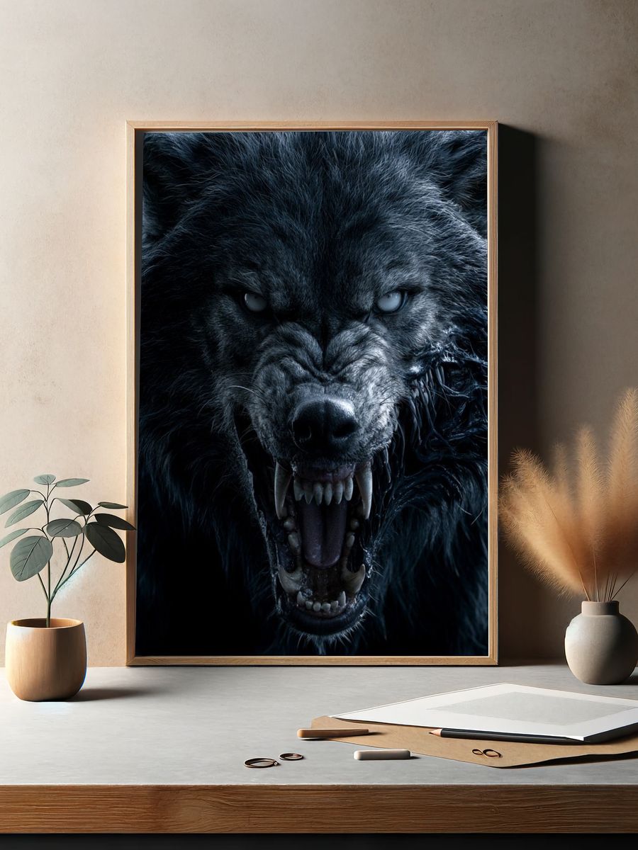 Howling Wolf Portrait Poster. — room view 2