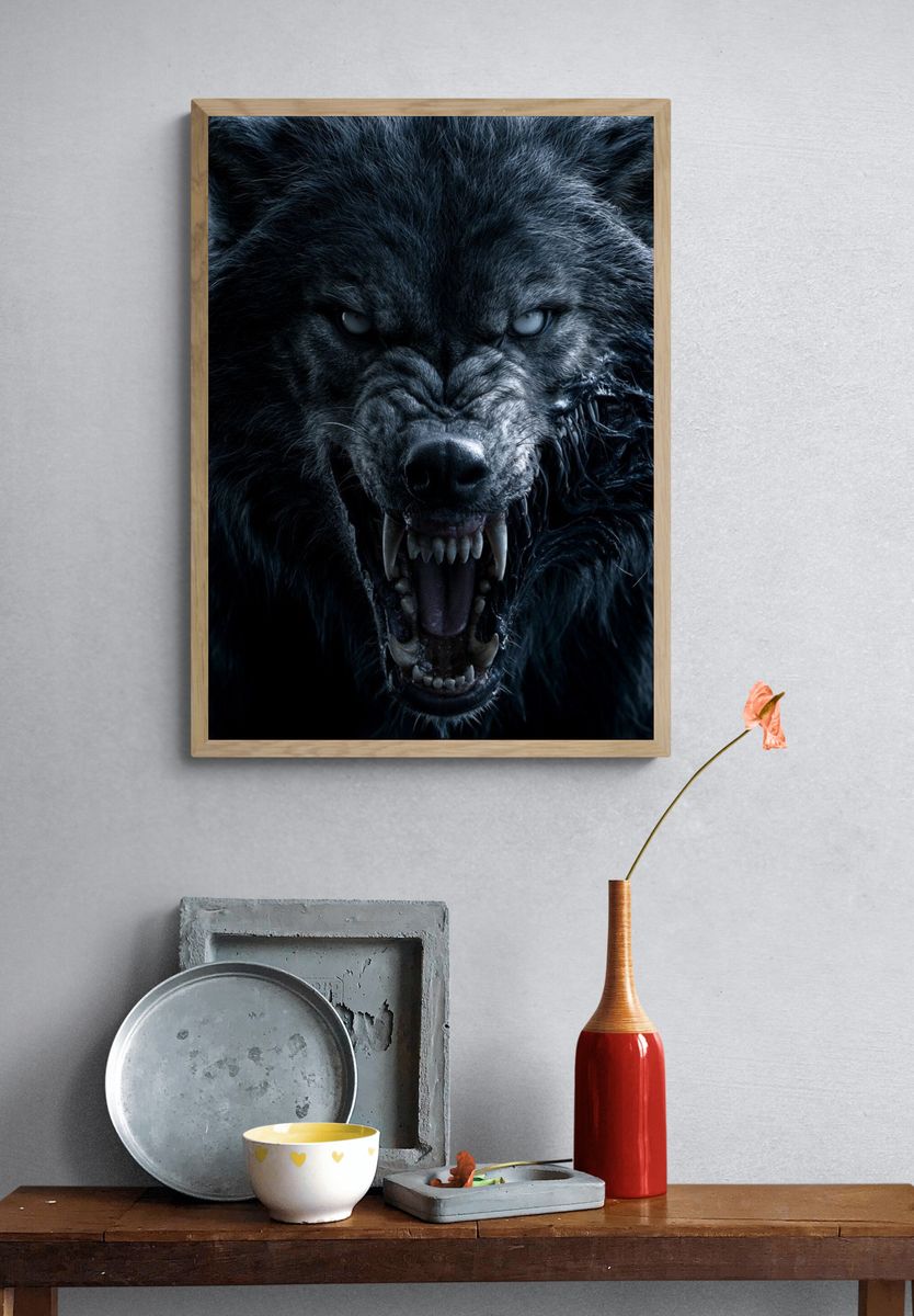 Howling Wolf Portrait Poster. — room view 3