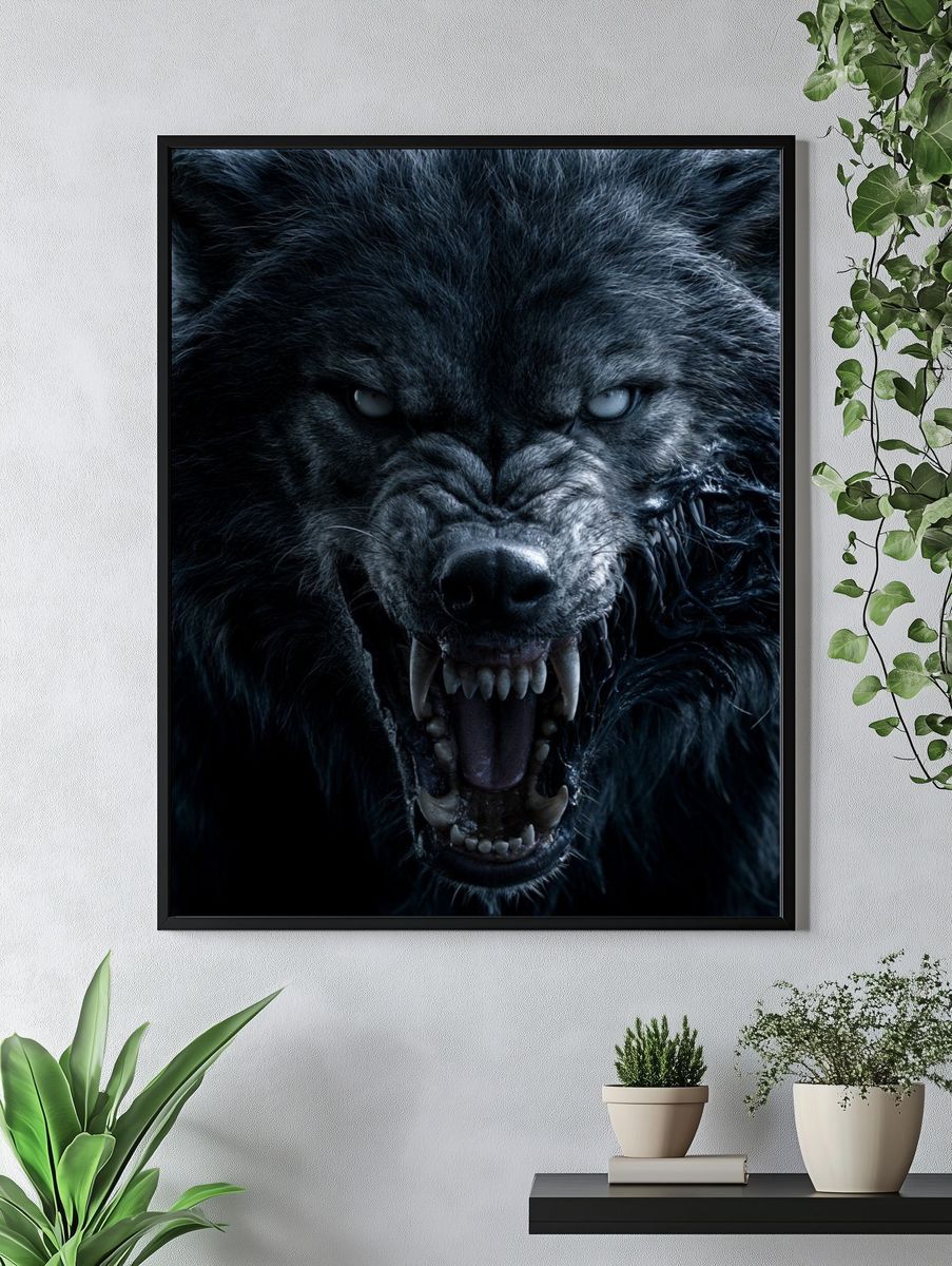 Howling Wolf Portrait Poster. — room view 4