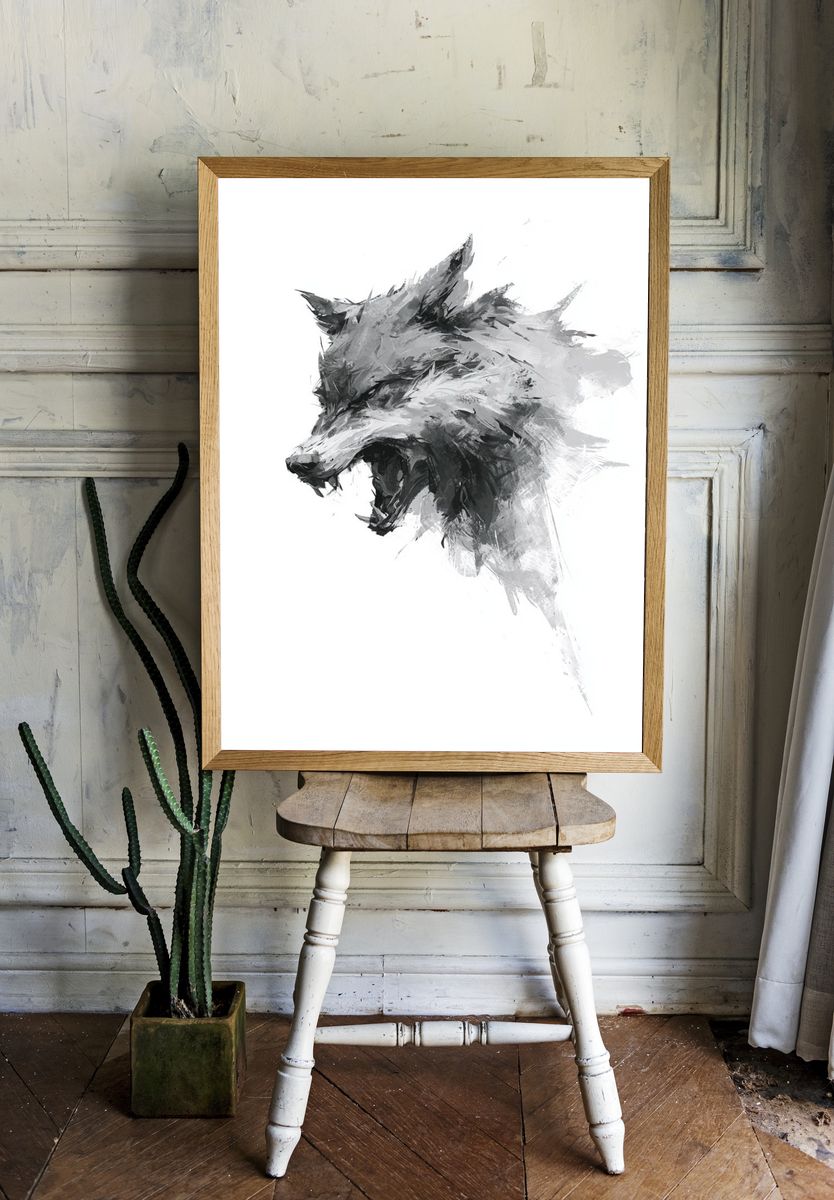 Howling Wolf Ink Poster. room preview