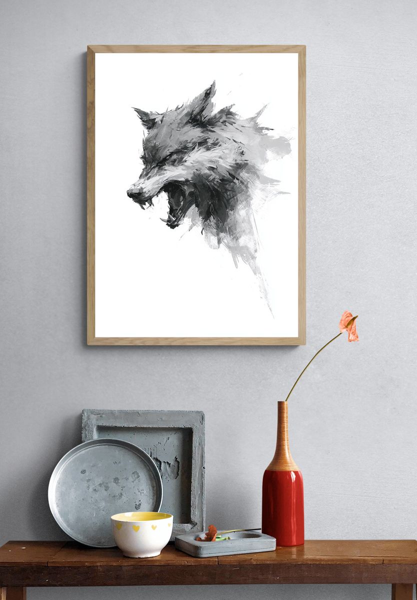 Howling Wolf Ink Poster. — room view 3