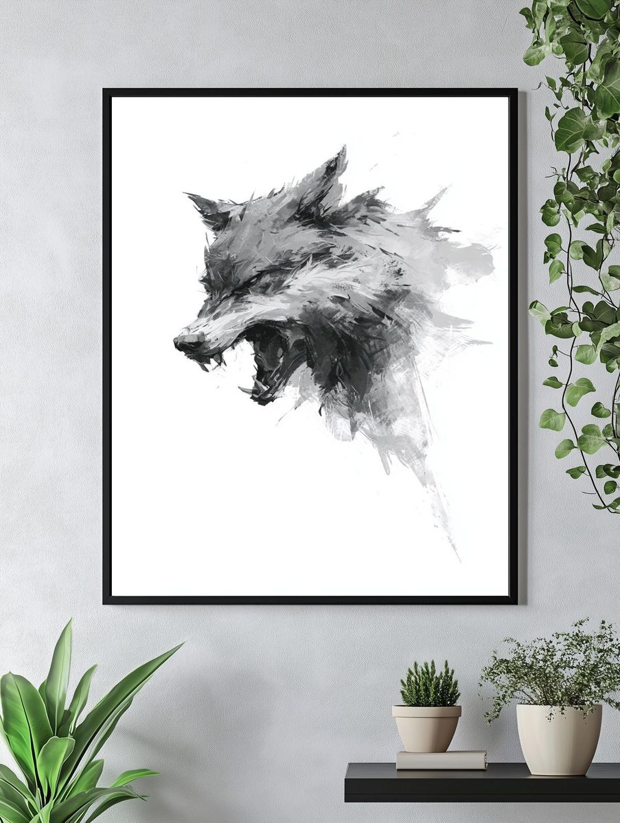 Howling Wolf Ink Poster. — room view 4