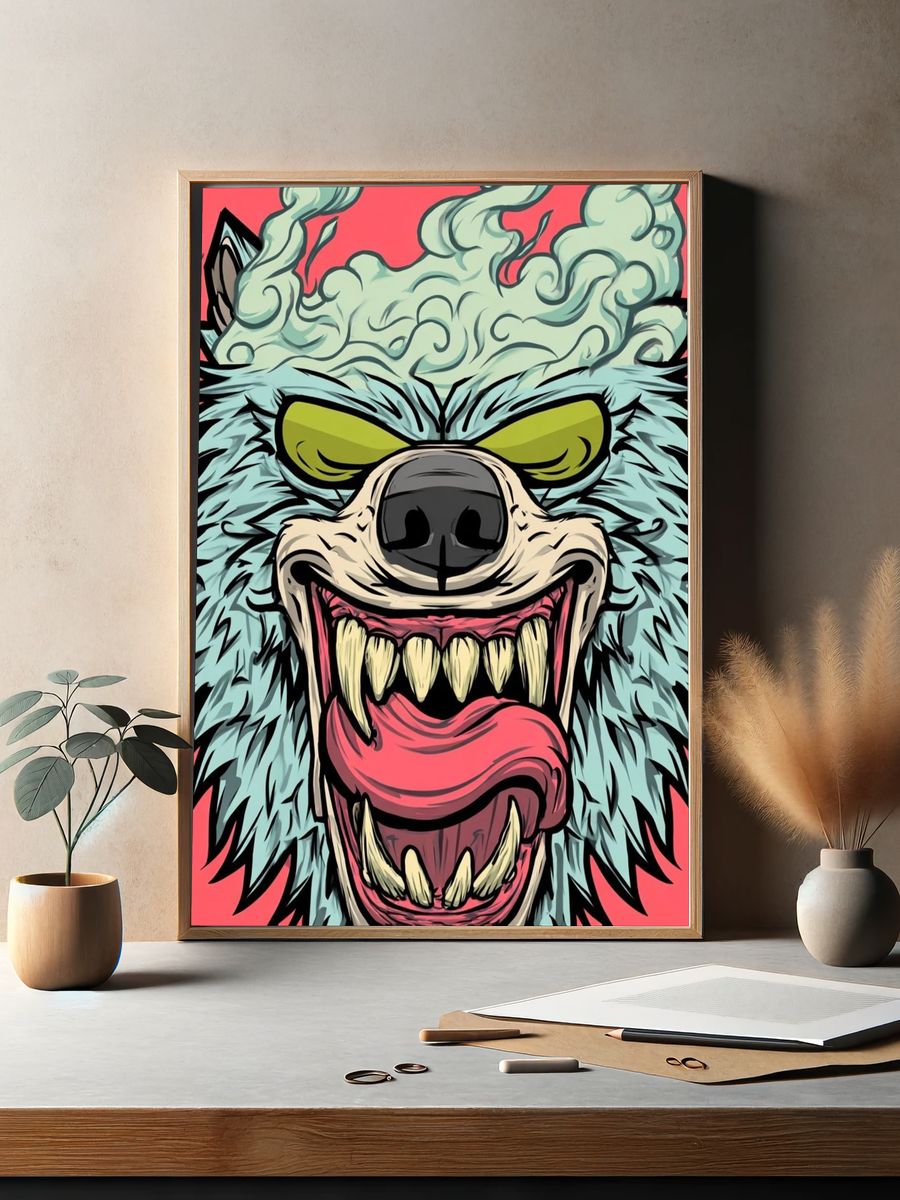 Howling Wolf Illustration Poster. — room view 2