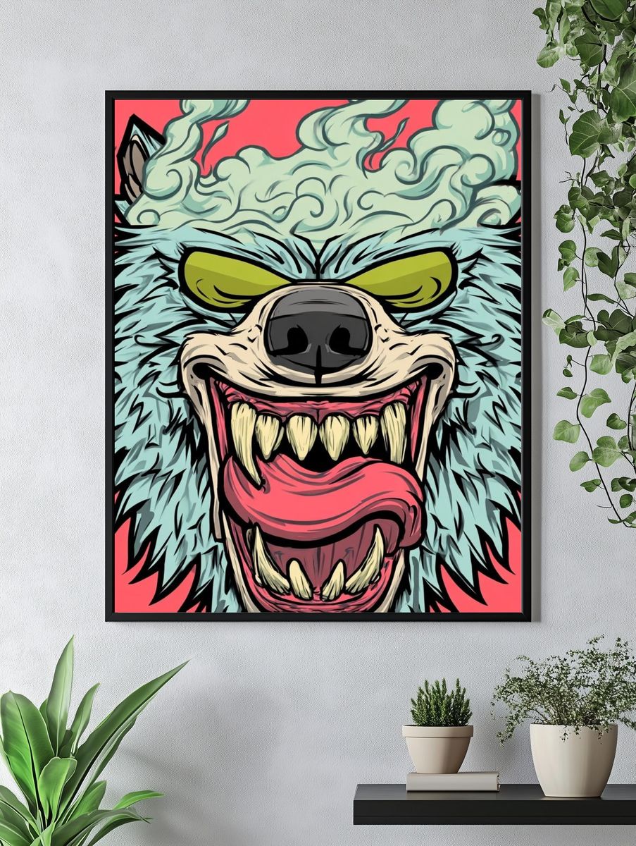 Howling Wolf Illustration Poster. — room view 4