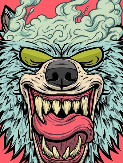 Howling Wolf Illustration Poster. poster print