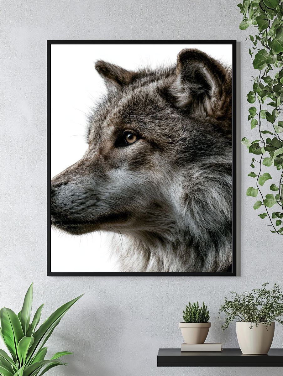 Gray Wolf Portrait Poster. — room view 4