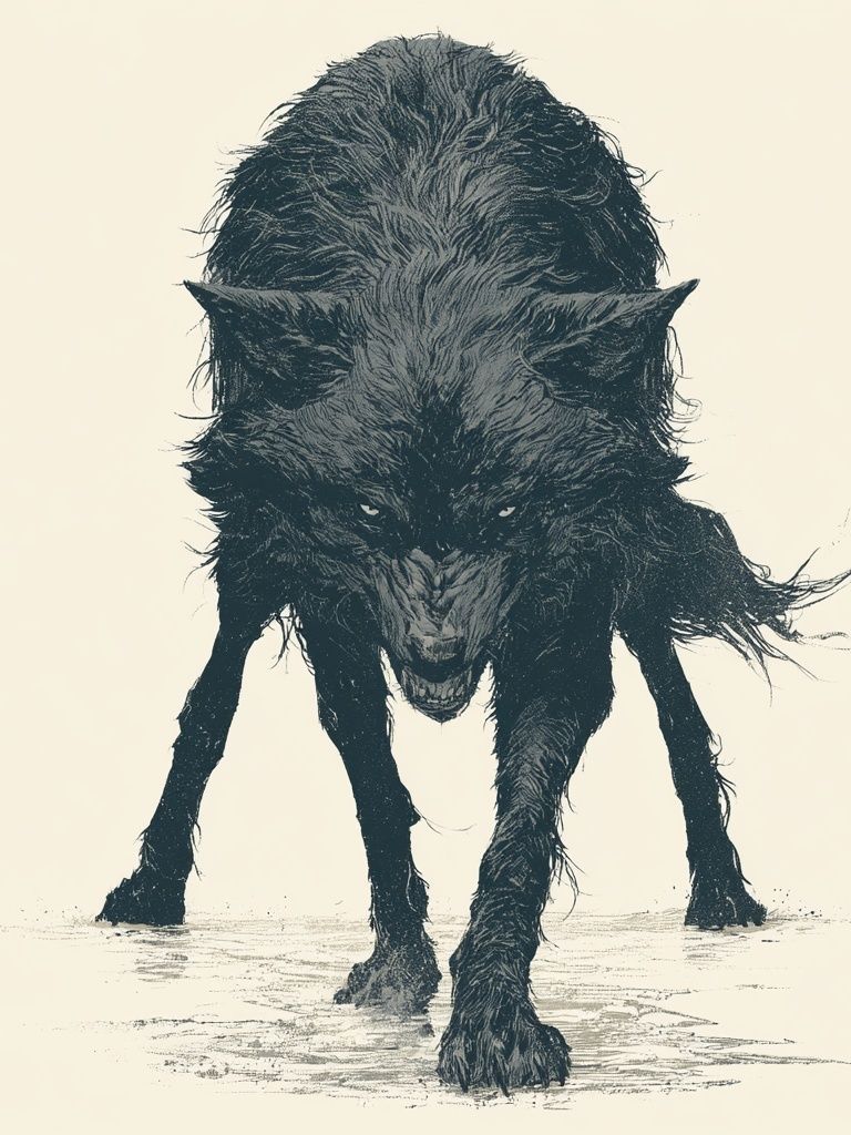 Wolf Ink Illustration Poster. poster detail