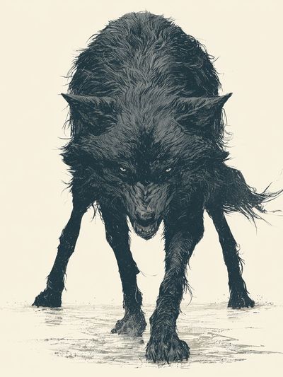 Wolf Ink Illustration Poster.
