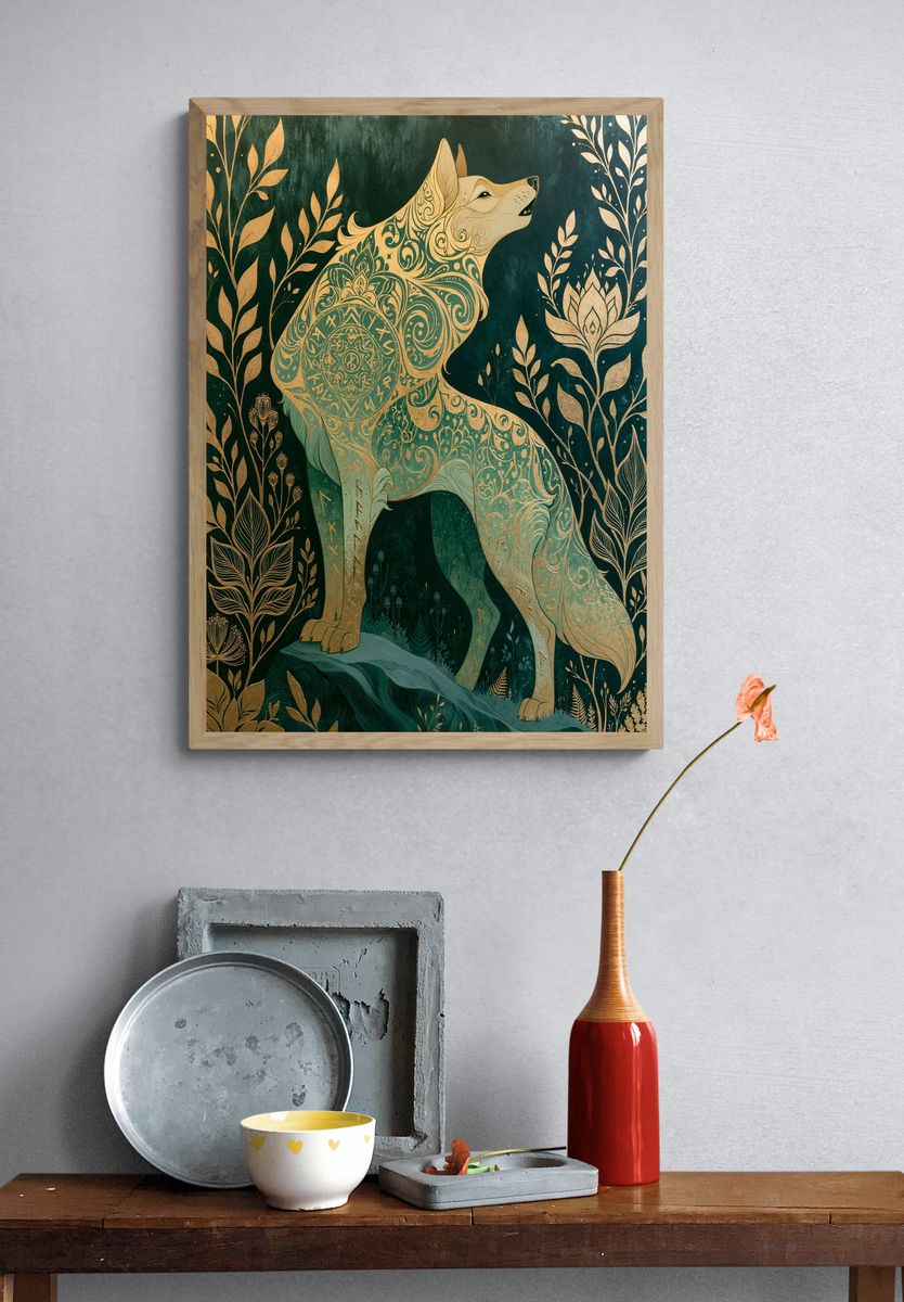 Mystic Wolf Botanical Print. — room view 3