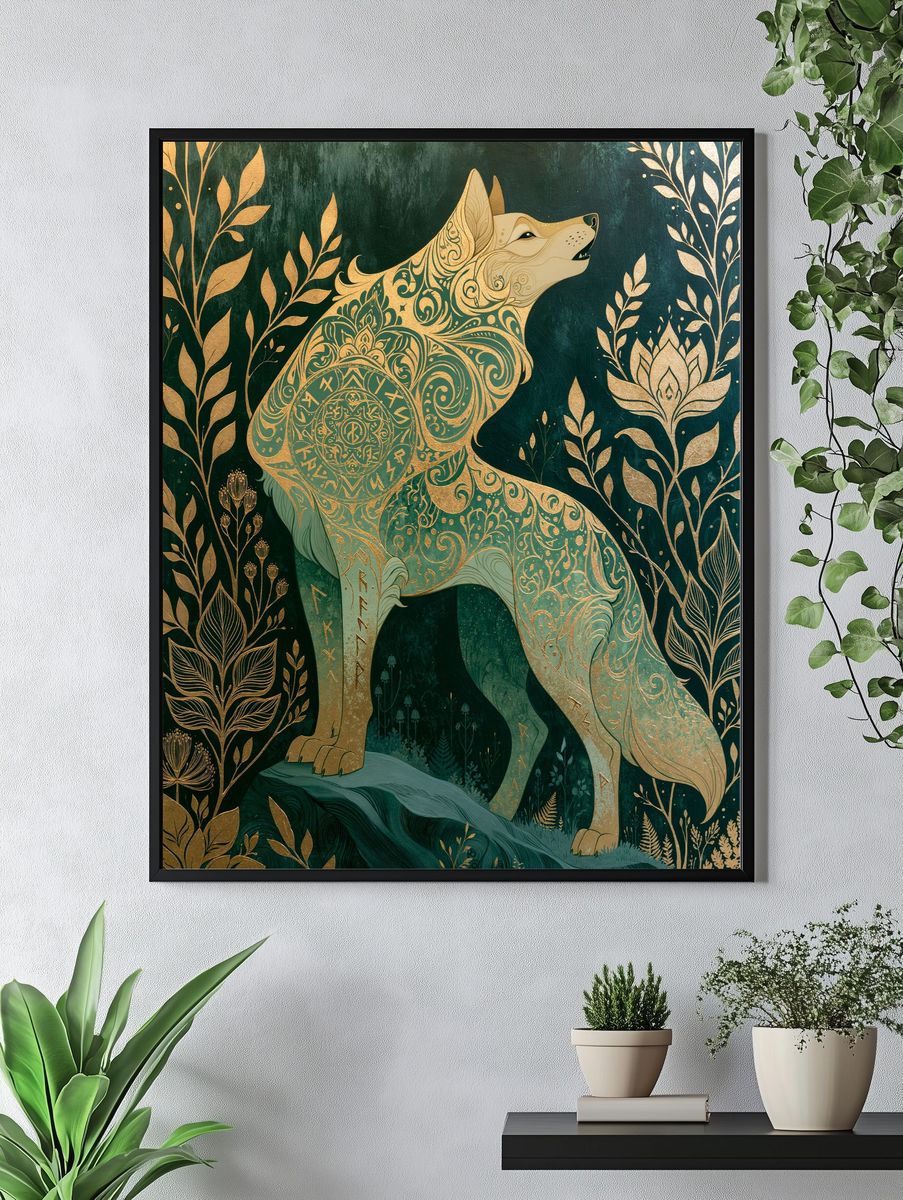 Mystic Wolf Botanical Print. — room view 4