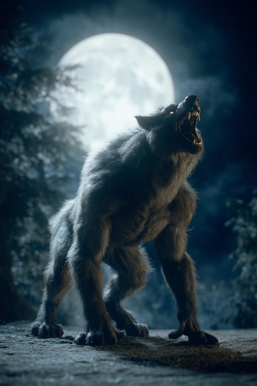 Howling Wolf Moonlit Poster. poster detail