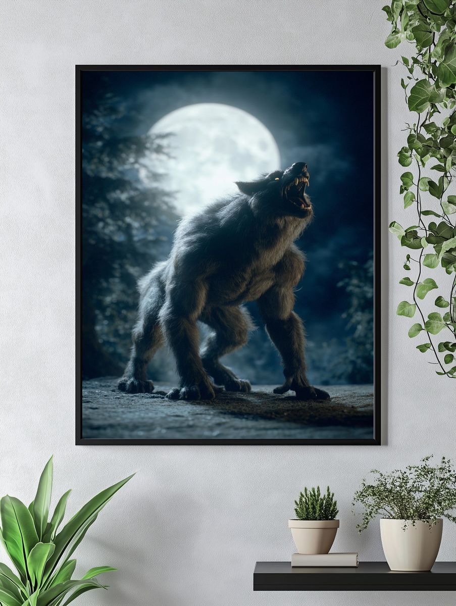 Howling Wolf Moonlit Poster. — room view 4