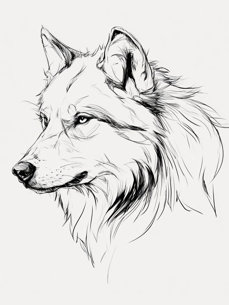 Wolf Line Art Poster. poster detail