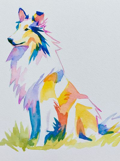 Colorful Wolf Watercolor Poster.