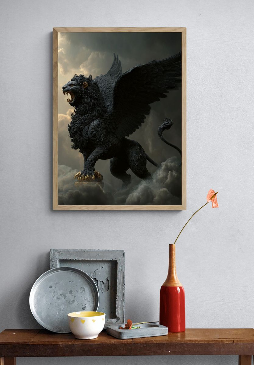 Winged Lion Fantasy Print. — room view 3