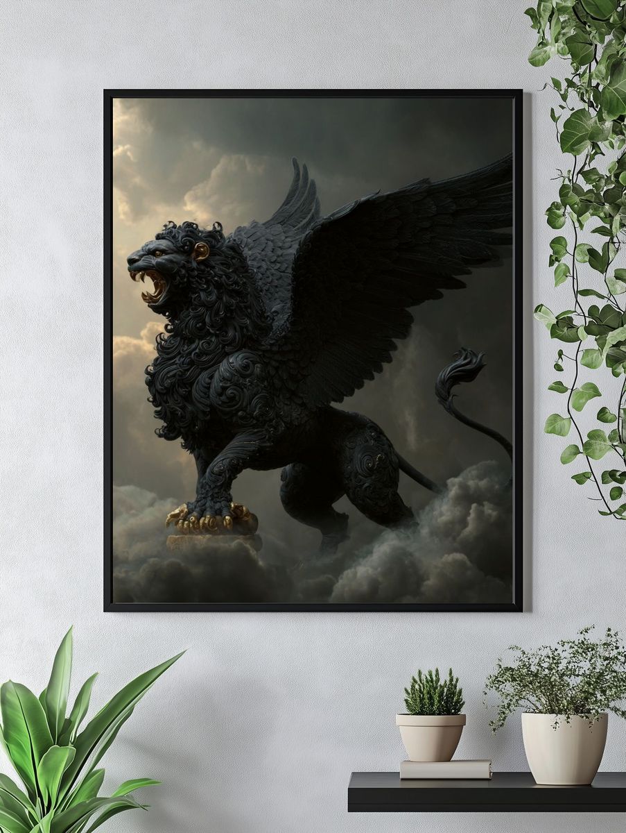Winged Lion Fantasy Print. — room view 4