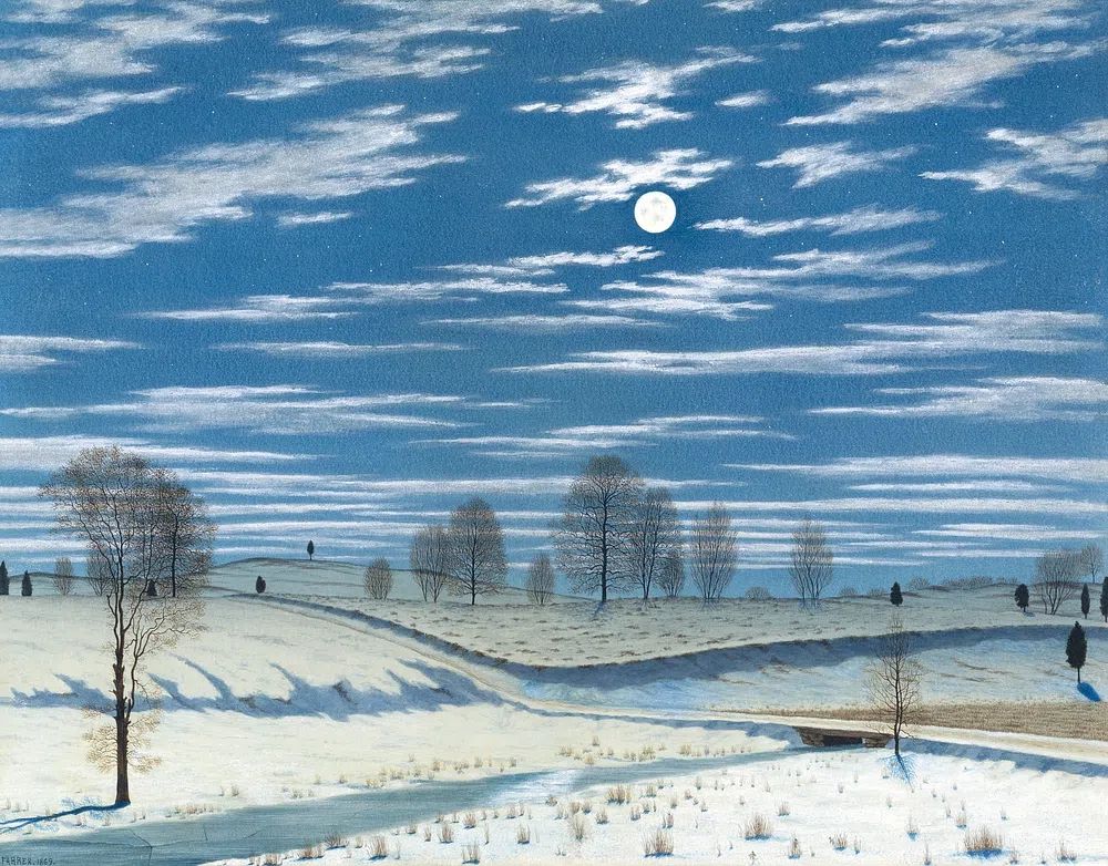 Moonlit Winter Landscape Poster. poster detail