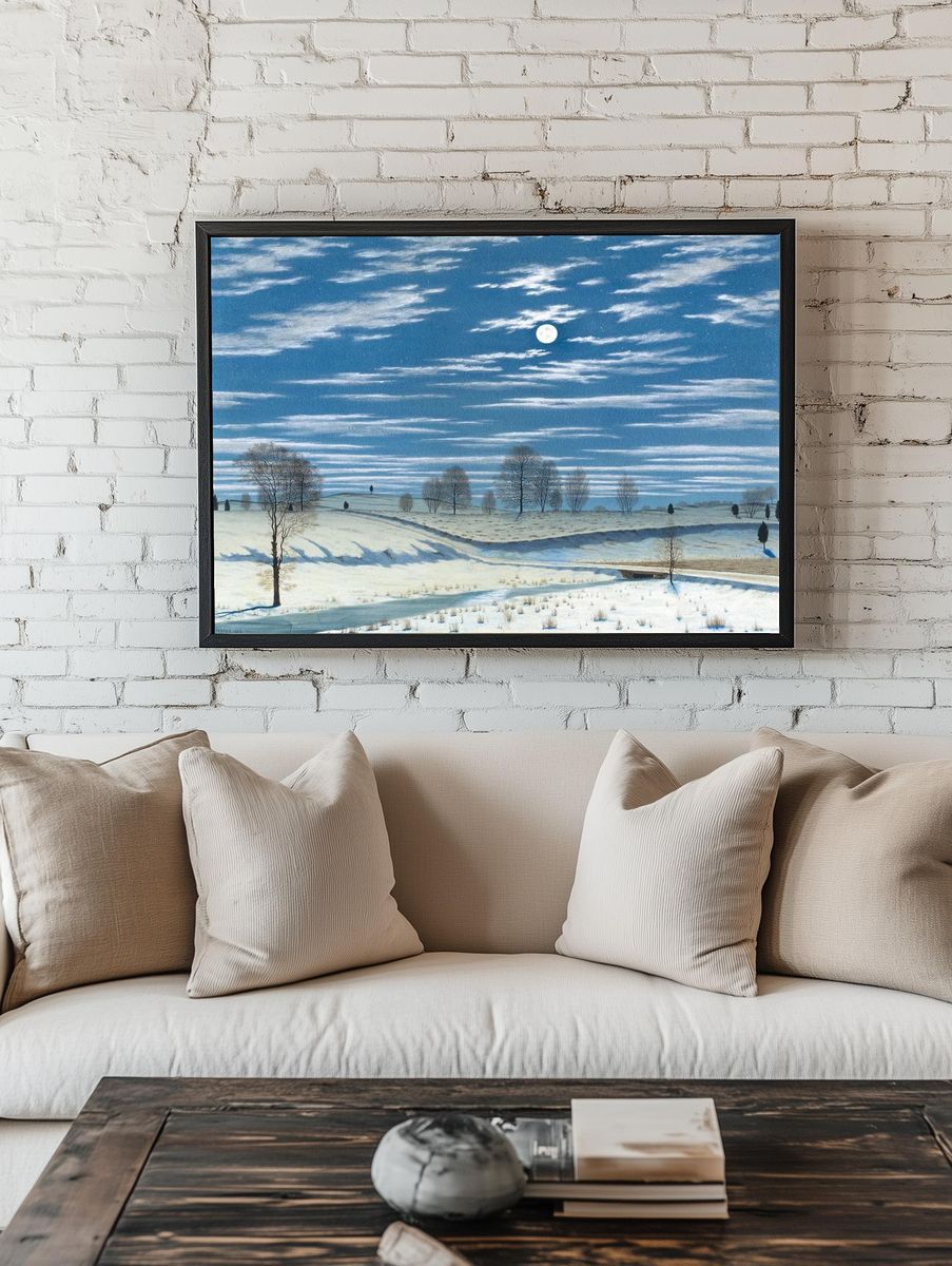 Moonlit Winter Landscape Poster. — room view 1
