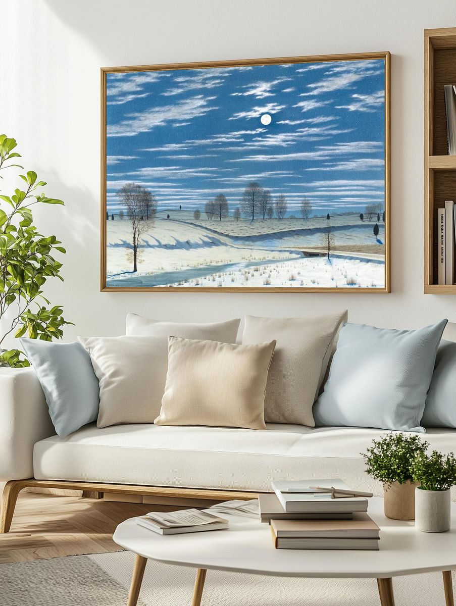 Moonlit Winter Landscape Poster. — room view 2