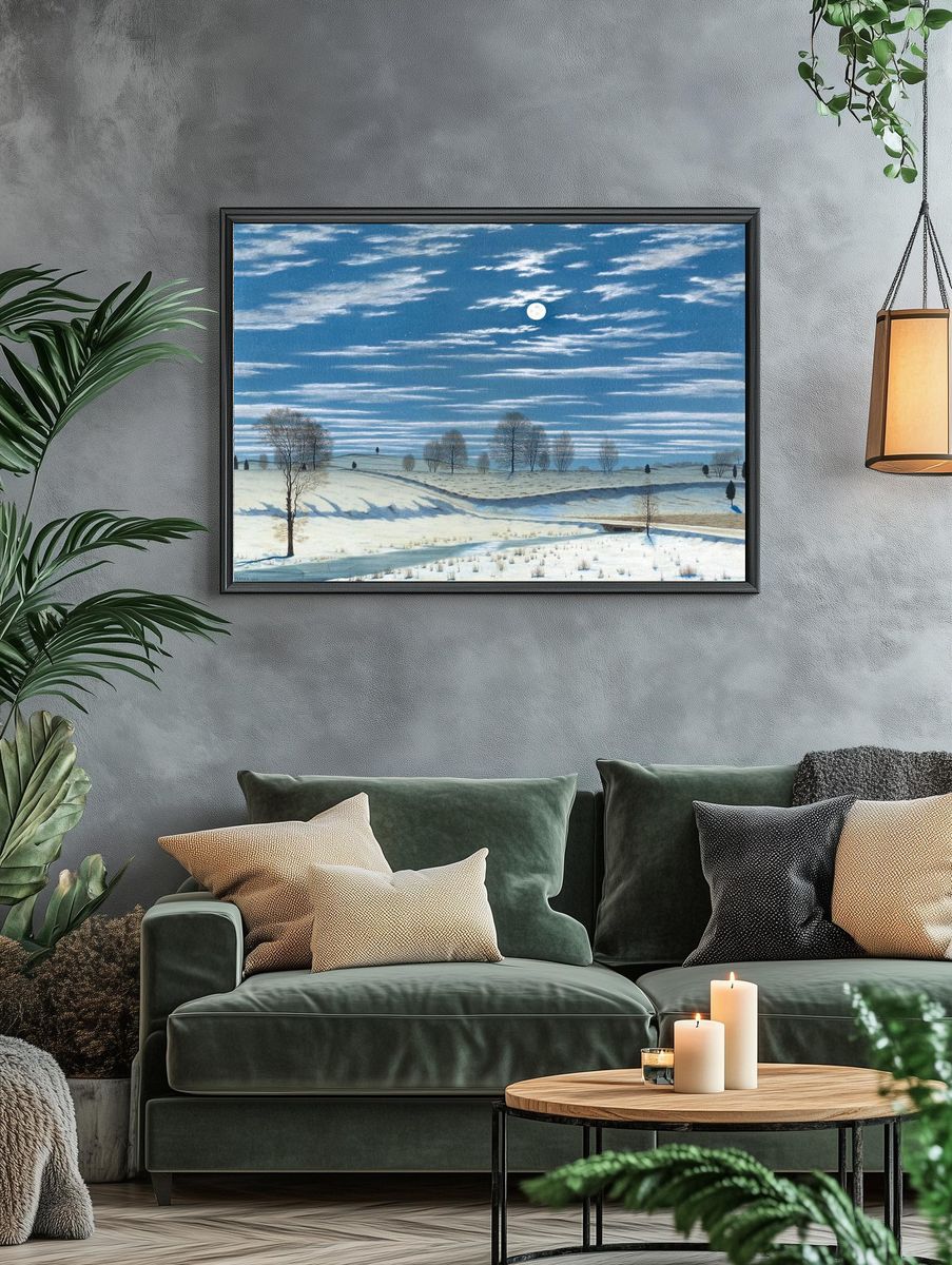 Moonlit Winter Landscape Poster. — room view 4
