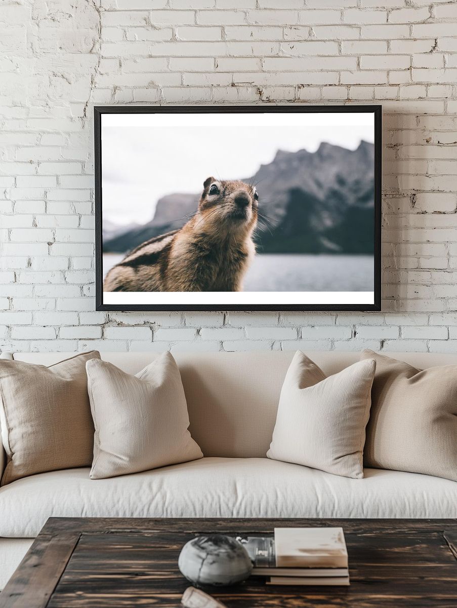 Curious Chipmunk — Wildlife Photography Poster. — room view 1
